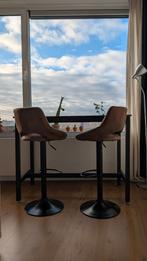 Industriële bartafel set met 2 krukken - Zo goed als nieuw, Ophalen, Met voetsteun, Zo goed als nieuw, 90 cm of meer
