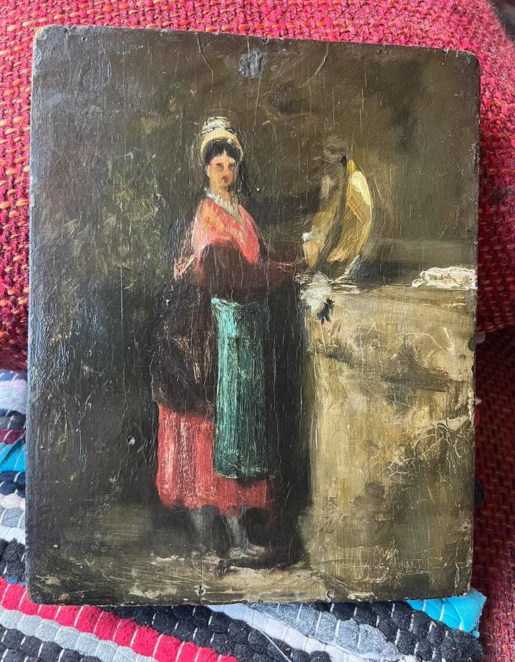 1860/1880 Olieverf Schilderijtje op Paneel, Antiek en Kunst, Kunst | Schilderijen | Klassiek, Ophalen of Verzenden