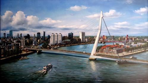 Schilderij op doek van de Erasmusbrug in Rotterdam anno 2000, Antiek en Kunst, Kunst | Schilderijen | Modern, Ophalen