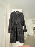 Elegante leren dames mantel - Zwart, Ophalen of Verzenden, Gedragen, Maat 42/44 (L), Zwart