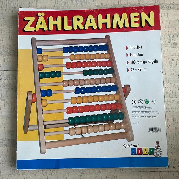 Roba houten telraam in doos met gekleurde kralen, Kinderen en Baby's, Speelgoed | Houten speelgoed, Nieuw, Overige typen, Ophalen of Verzenden