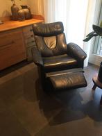 Leren Relaxfauteuil met Voetenbank, Huis en Inrichting, Fauteuils, Ophalen, Gebruikt, Leer, 75 tot 100 cm
