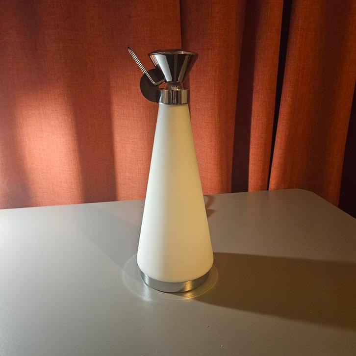 Vintage tafellamp Bolonia Metalarte, Huis en Inrichting, Lampen | Tafellampen, Gebruikt, Minder dan 50 cm, Glas, Metaal, Ophalen of Verzenden