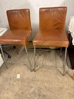 2 krukken Topform leder, Huis en Inrichting, Stoelen, Ophalen, Zo goed als nieuw, Bruin, Twee