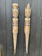 Indonesisch Beelden houtsnijwerk Set Man Vrouw - 150cm hoog, Antiek en Kunst, Ophalen of Verzenden
