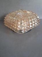 Vintage Retro Plafondlamp Plafonierre Amberkleurig, Ophalen of Verzenden, Gebruikt, Glas