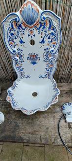 antiek porcelein wastafel + garnituren /marmeren wasbak, Ophalen of Verzenden