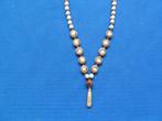 beige houten kralen ketting splinternieuw, Ophalen of Verzenden, Nieuw, Beige, Overige materialen