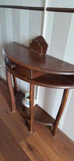 Donker Eiken Haltafel / Sidetable, Ophalen, Minder dan 50 cm, Gebruikt, 50 tot 100 cm