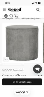 Zgan Woood Poef Sara vergrijst groen, Ophalen, Zo goed als nieuw, Rond, Minder dan 50 cm