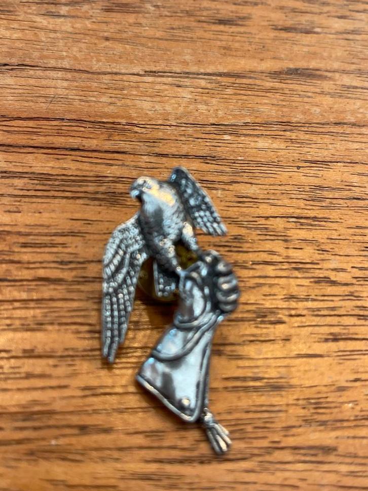 Vintage Vogel Broche - Zilverkleurig ar brown, Sieraden, Tassen en Uiterlijk, Broches, Gebruikt, Zilver, 4 tot 7 cm, Ophalen of Verzenden