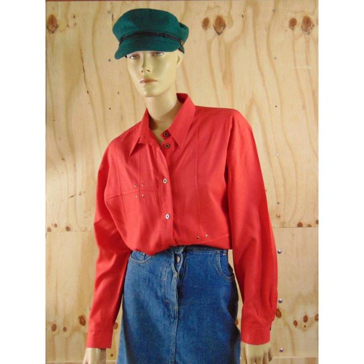 Vintage rode blouse maat 42 | 1196, Kleding | Dames, Blouses en Tunieken, Zo goed als nieuw, Maat 42/44 (L), Rood, Verzenden