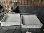 Te koop 2 grote rieten dienbladen, Ophalen, Gebruikt, Vierkant, Hout