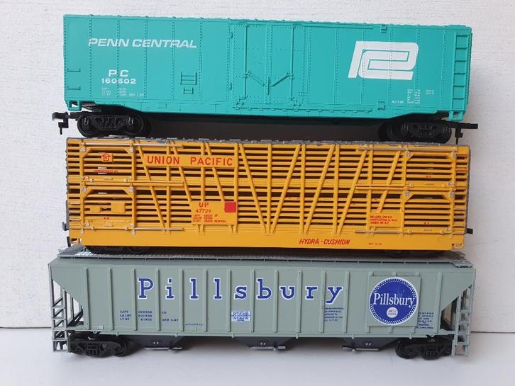 USA H0 Goederenwagens 3 stuks Bachmann+Mehano+?? t.e.a.b., Hobby en Vrije tijd, Modeltreinen | H0, Gebruikt, Wagon, Gelijkstroom of Wisselstroom