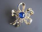 Vintage broche blauwe steen en strass., Sieraden, Tassen en Uiterlijk, Broches, Overige materialen, Minder dan 4 cm, Ophalen of Verzenden