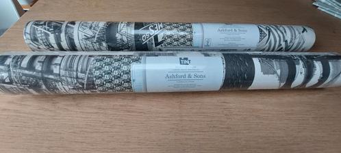 Ashford & Sons Brooklyn vliesbehang - 2 rollen, Huis en Inrichting, Stoffering | Behang, Wit, Zwart, Grijs, Ophalen of Verzenden