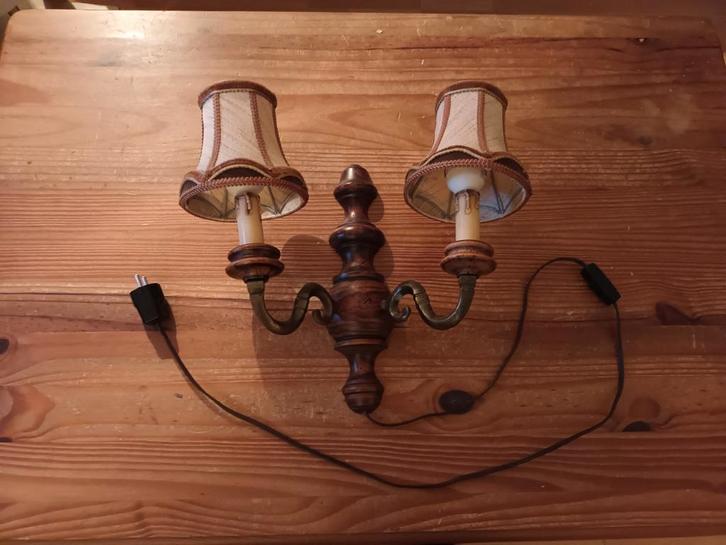 Vintage Wandlamp met Twee Armen, Diversen, Rommelmarktspullen, Gebruikt, Ophalen of Verzenden