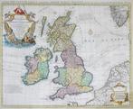 Great Britain & Ireland hand colored engraved map ca 1730, Antiek en Kunst, Kunst | Etsen en Gravures, Ophalen