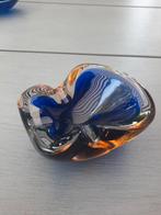 Kobaltblauwe Murano asbak met bruine gloed 12 x 10 x 5 cm, Antiek en Kunst, Antiek | Glas en Kristal, Ophalen of Verzenden