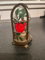 Vintage scheepslamp met roos, Ophalen of Verzenden, Gebruikt, Glas, Minder dan 100 cm