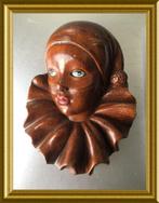 Oude papier mache muurmasker pierrot/ pierrette, Antiek en Kunst, Ophalen of Verzenden