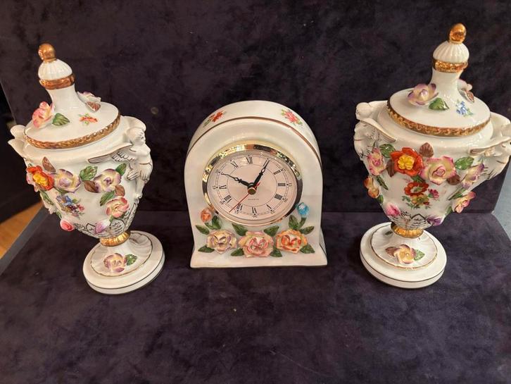 Dresden Klokkenstel - 20 cm jaren 70 nieuw in doos, Antiek en Kunst, Antiek | Klokken, Ophalen of Verzenden