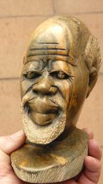 Negroïde mannenhoofd - serpentijnsteen, Ophalen of Verzenden