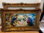 Kerststal Schilderij in Gouden Lijst, Antiek en Kunst, Ophalen of Verzenden