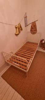 Meegroeibed staal met lattenbodem en matras, Ophalen, Gebruikt, 70 tot 85 cm, Matras