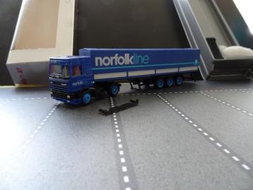 027 herpa daf 95 laag dak norfolk line maersk 1:87 truck beschikbaar voor biedingen