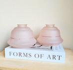 Set van 2 vintage/retro roze matt glazen lampenkappen!, Ophalen of Verzenden, Zo goed als nieuw, Minder dan 25 cm