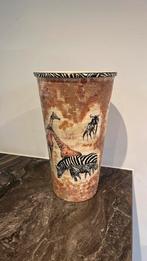 Vintage safari vaas / bloempot – dierenprint –, Ophalen of Verzenden