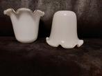 5x Glazen lampenkapje - 12x14cm, opening 4,5cm, Gebruikt, Wit, Vintage, Ophalen of Verzenden