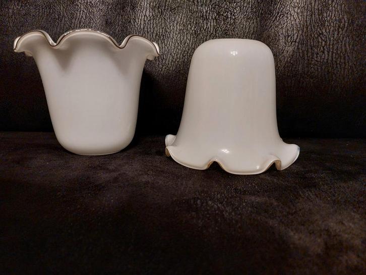 5x Glazen lampenkapje - 12x14cm, opening 4,5cm, Huis en Inrichting, Lampen | Lampenkappen, Gebruikt, Minder dan 25 cm, Overige vormen