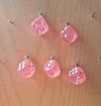 5 roze dobbelsteen bedels, Ophalen of Verzenden, Nieuw, Bedel