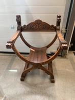 Savonarola stoel, antiek, donker bruin., Antiek en Kunst, Antiek | Meubels | Stoelen en Banken, Ophalen