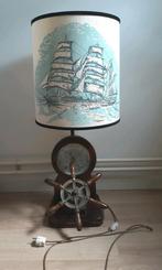Antieke massief houten scheepsvaarders lamp met barometer, Ophalen, Gebruikt