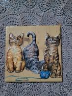 Poezen/ katten tegel brocante, Huis en Inrichting, Woonaccessoires | Overige, Ophalen of Verzenden