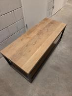 Teakhouten salontafel met stalen frame, Huis en Inrichting, Tafels | Salontafels, Gebruikt, 100 tot 150 cm, Metaal, Minder dan 50 cm