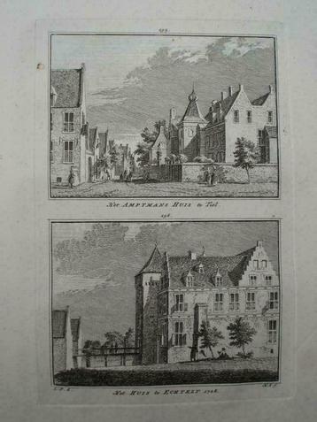 195-196 / Echteld en Tiel Amptsmans Huis Kopergravure 1746 beschikbaar voor biedingen