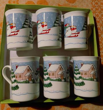 Dadoos India jaren 80 grote kerst mokken sneeuwpop slee  beschikbaar voor biedingen