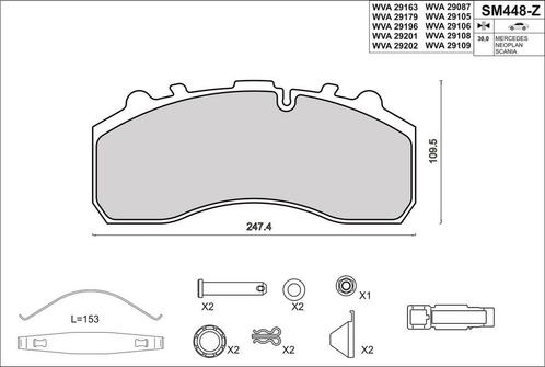 MERCEDES-BENZ ACTROS MP2 2003.01 / / - now | Brake Pads, Auto-onderdelen, Vrachtwagen-onderdelen, Mercedes-Benz, Remmen en Aandrijving