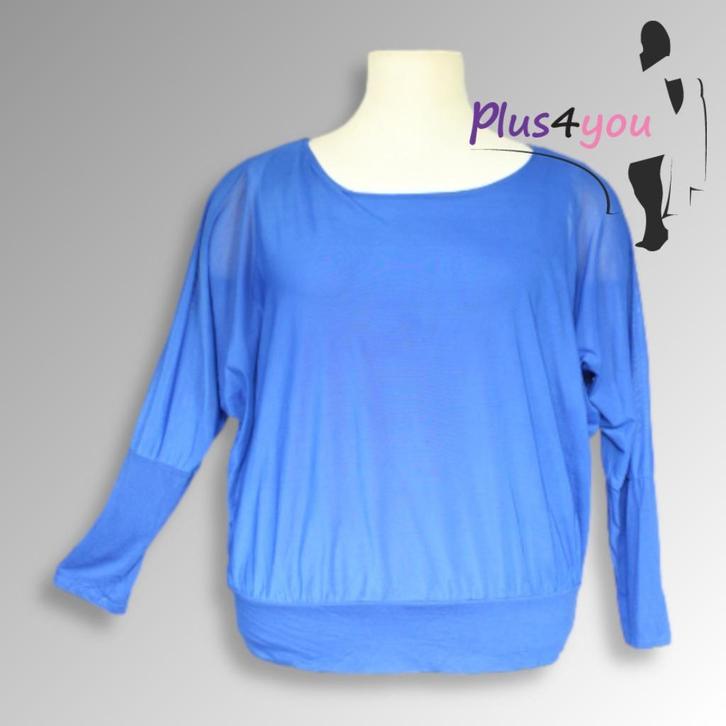 30498 Zgan Blauwe dubbeltop  mt 50  I21, Kleding | Dames, Grote Maten, Zo goed als nieuw, Blouse of Tuniek, Blauw, Ophalen of Verzenden