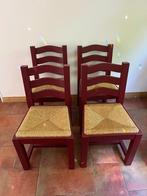 4 Houten Bordeaux Rode Stoelen, Ophalen, Gebruikt, Vier, Rood