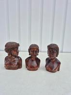 Drie kleine houten bustes, Ophalen of Verzenden