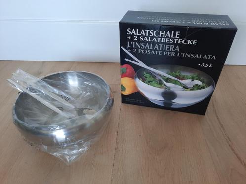 saladeschaal edelstaal / RVS + couvert NIEUW in de doos, Huis en Inrichting, Keuken | Servies, Nieuw, Overige typen, Overige stijlen