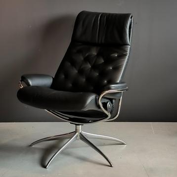 NIEUW: Stressless Fauteuil Metro M High Back Zwart Leer beschikbaar voor biedingen