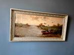 Cornelis Waterman – Waterlandschap met man in boot, Antiek en Kunst, Kunst | Schilderijen | Klassiek, Ophalen of Verzenden