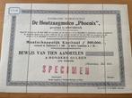 Bewijs van 10 aandelen Houtzaagmolen Phoenix, Postzegels en Munten, Aandelen en Waardepapieren, Ophalen of Verzenden, Voor 1920
