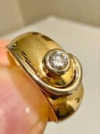 Prachtige 18 karaat gouden ring met natuurlijke diamant 17mm, Ophalen of Verzenden, 17 tot 18, Met edelsteen, Dame